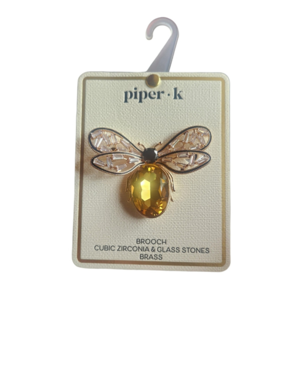 Piper K Bee Brooch Cubic Zirconia Glass Stones